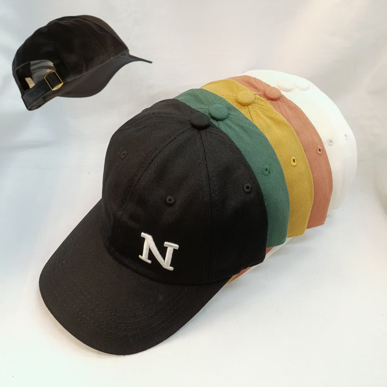 Korean N-letter embroidered high-end women's sun hats, children's summer sun protection baseball caps wholesale, baseball caps details Picture