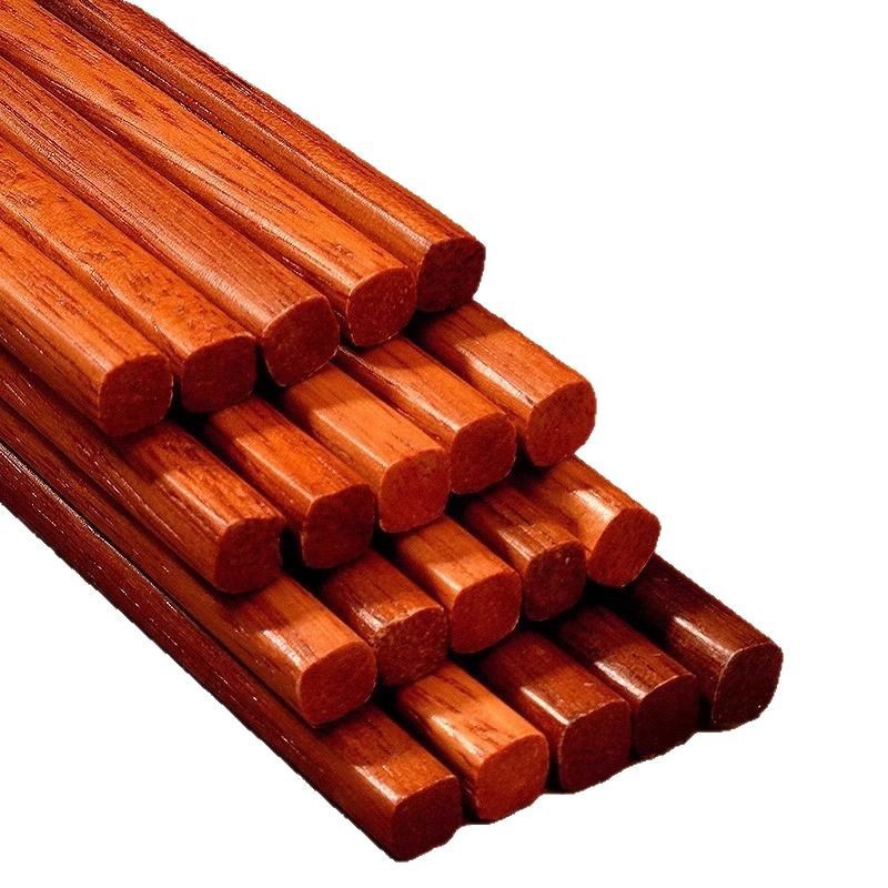 Natural wood red sandalwood chopsticks for home use, unpainted and waxed solid wood, anti-mold and anti-slip, kitchen wooden chopsticks for home use Item Picture