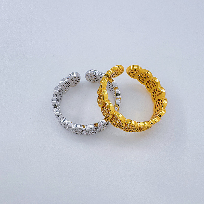 Premedita nuevo japonés coreano simple temperamento anillo abierto personalidad creativo luz lujo lleno de diamantes círculo anillo abierto mujer Application Scenario