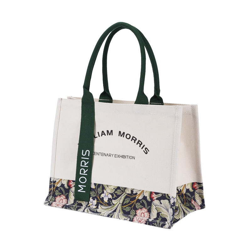 Ribbon canvas bag, custom-made large-capacity summer Morris Tote bag with logo printed canvas tote bag Item Picture
