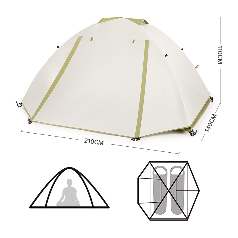 Hiking and mountain climbing tents, outdoor camping overnight, single 2-3 people, rainproof lightweight and convenient folding camping Specification image