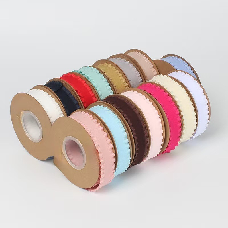 Double-sided fleece skirt with lotus leaf and black fungus edges, 50 yards per roll, toy clothing accessories, bow, gift packaging ribbons Specification image