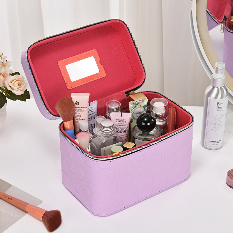 Colorful makeup storage box, multi-layer separated portable makeup bag organization box, beauty storage box Specification image