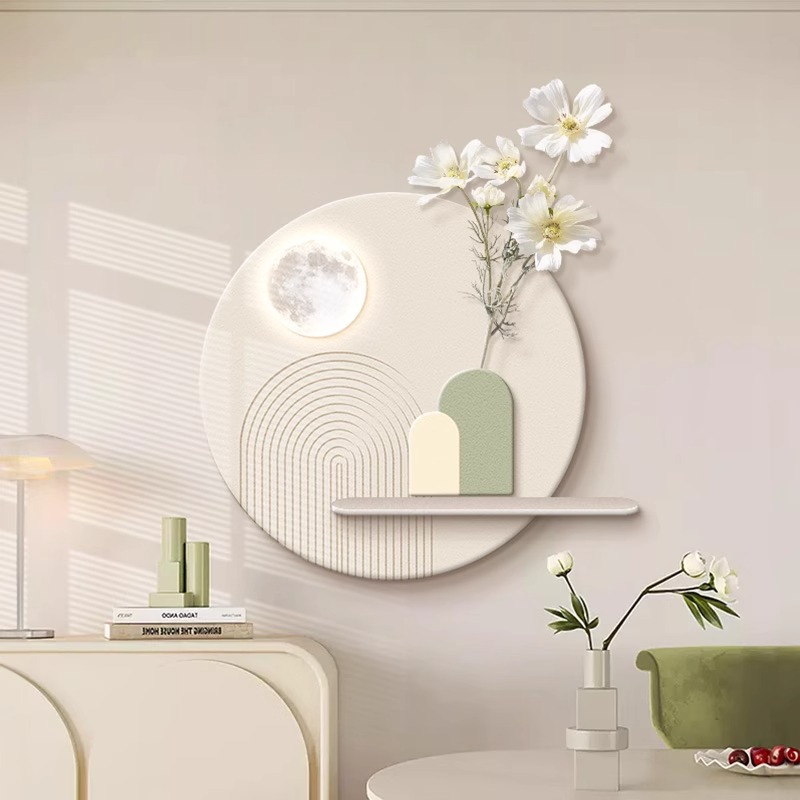 Cream-style restaurant decorative painting, three-dimensional flower arrangement, green plant real wall decoration, 2025 new style fresh and light dining room hanging painting Specification image