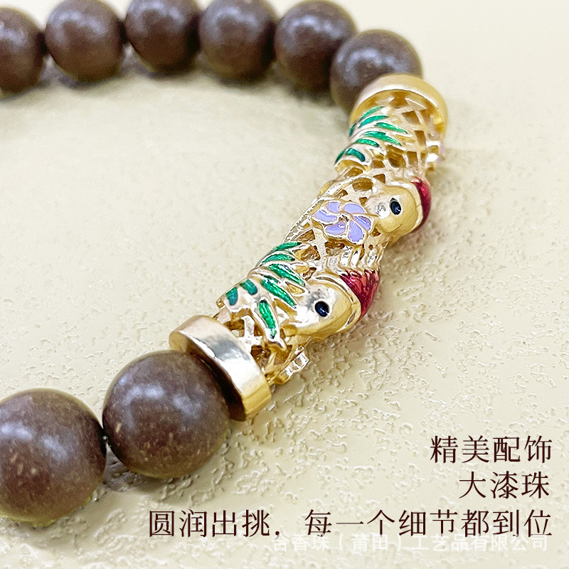 Natural incense beads, ancient medicinal beads, Chinese medicine bracelets, simple and thoughtful koi fish jewelry, live-streaming collectibles, wholesale Buddhist beads Specification image