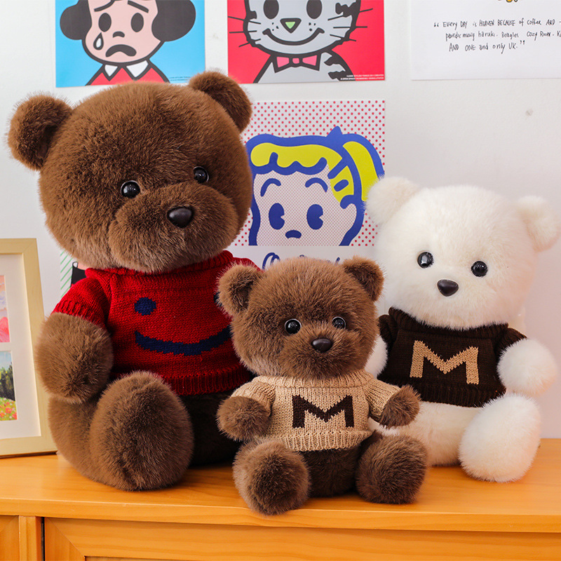 New cross-border sweater, teddy bear plush toy, cute teddy bear doll, Children's Day gift