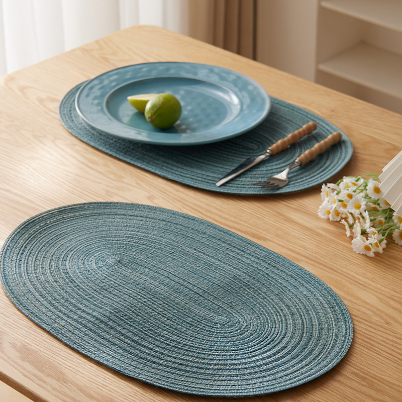 涤棉餐垫北欧风椭圆形简约餐桌垫西餐垫防滑餐垫杯垫装饰垫碗垫