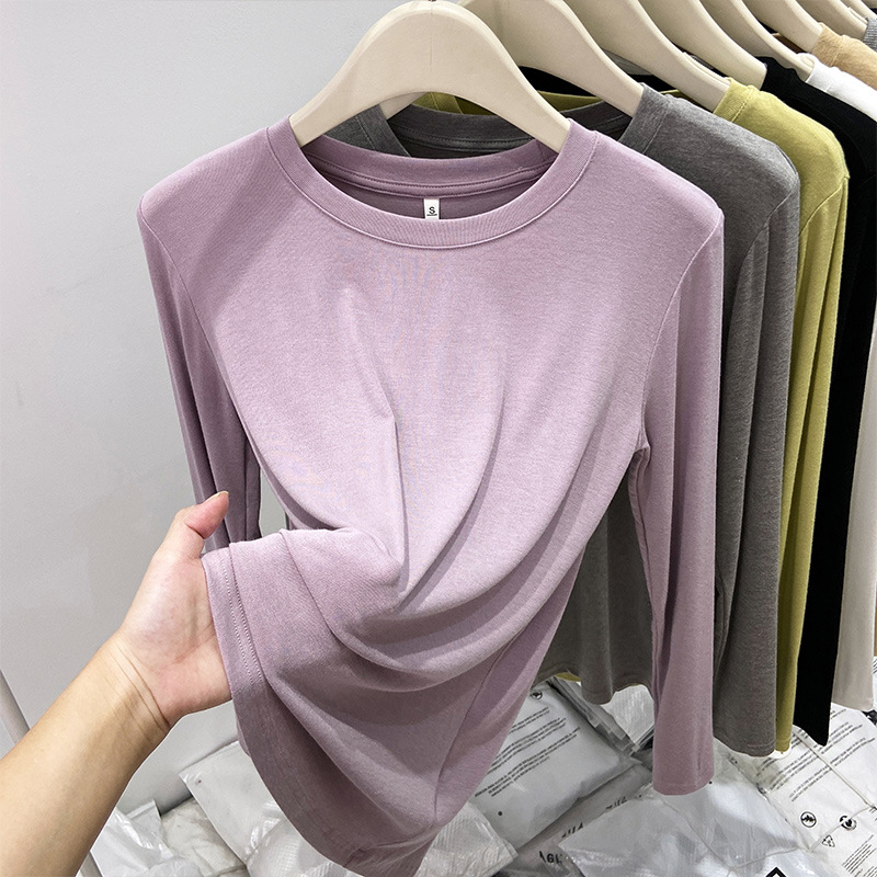 European brand mask T-shirt, soft and soft base layer for women, thin, simple and versatile long-sleeved top, basic autumn T-shirt inner layer