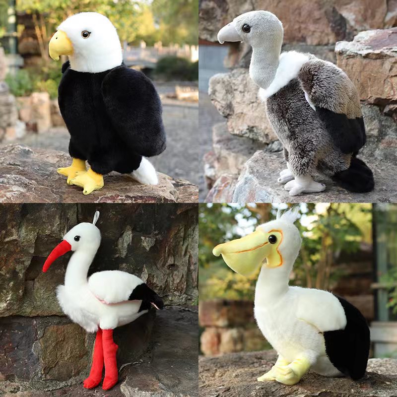 New cross-border simulation bird plush toys, including eagle, pelican, vulture and stork simulation animal figurines, as well as park and scenic area ornaments