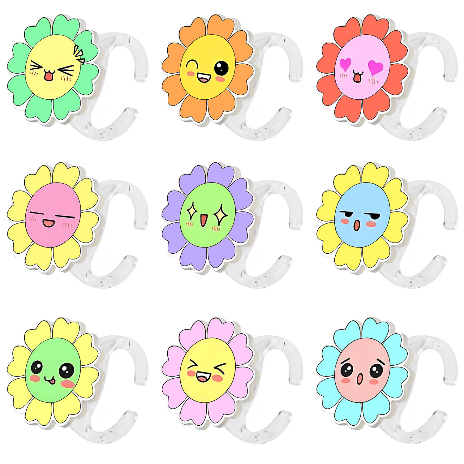 Amazon Cross-border new DIY trendy toys: rotating rings, acrylic toys, cartoon flower rings, princess accessories Item Picture