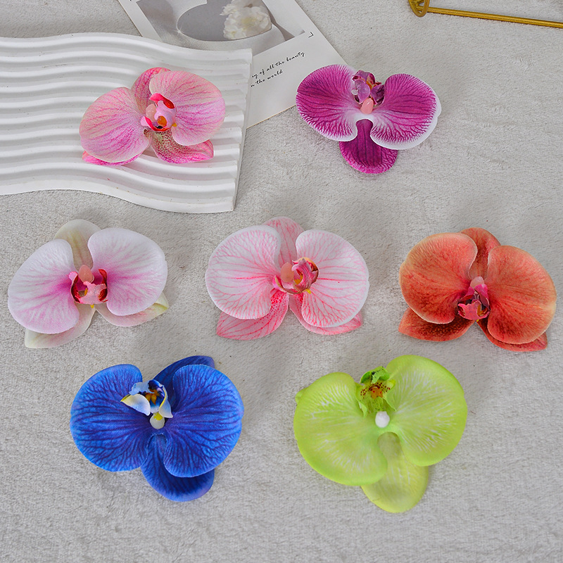 Phalaenopsis flower head artificial flower, diy flower bouquet accessories, wedding decoration, landscaping, home ornaments, cross-border wholesale details Picture