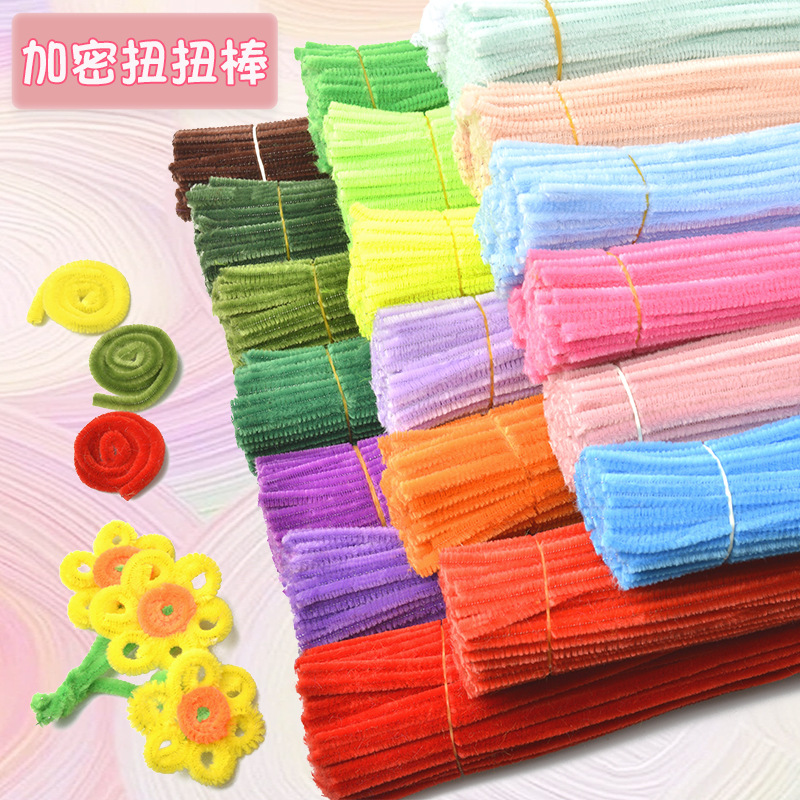 Wholesale of diy material kits for macaron-colored twisty rods, simulated plush and wool strips, folding rods, and twisty rod material flowers