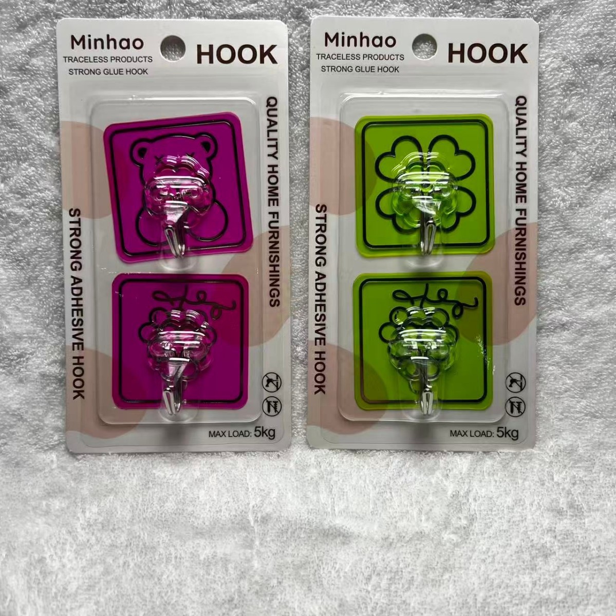 New plastic square gold-embossed film plum blossom color candy color bedroom wall seamless hook hanging bag clothes