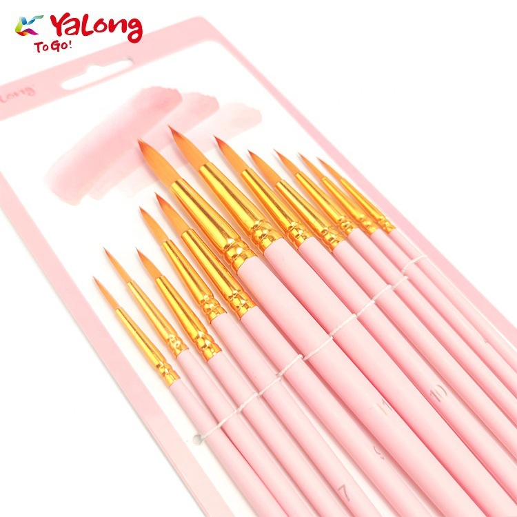 Yalong Cross-border best-selling artist paintbrushes, plastic handle paintbrushes, and colorful children's art paintbrushes