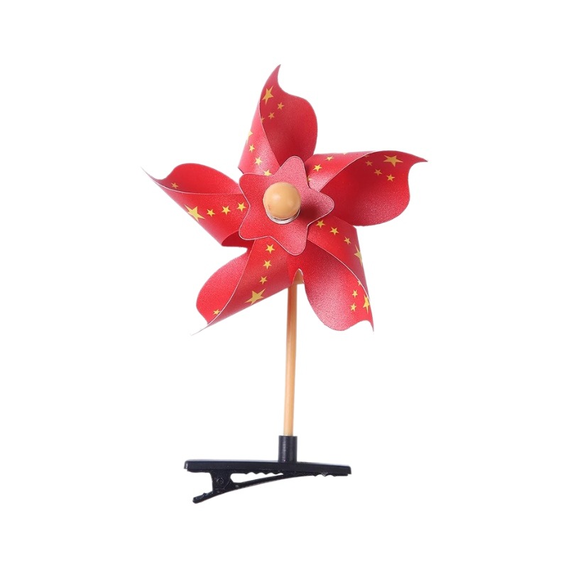 Creative red flag hairpins for class girls, practical one-yuan small gifts, ground promotion scan code, National Day small gifts Item Picture