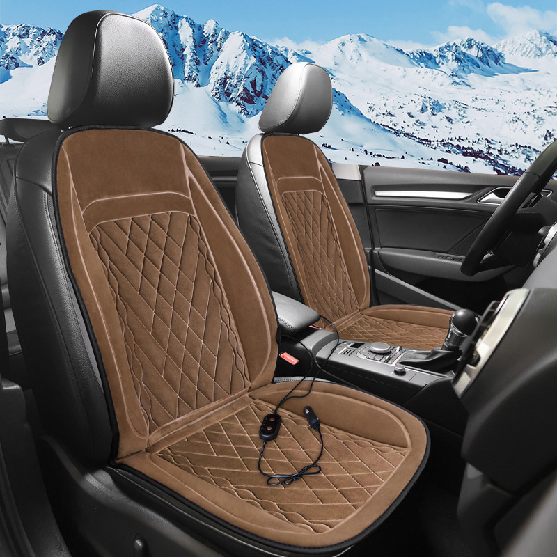 X021法兰绒冬季保暖12V-24V通用汽车加热坐垫短毛绒自动变压                           产品图