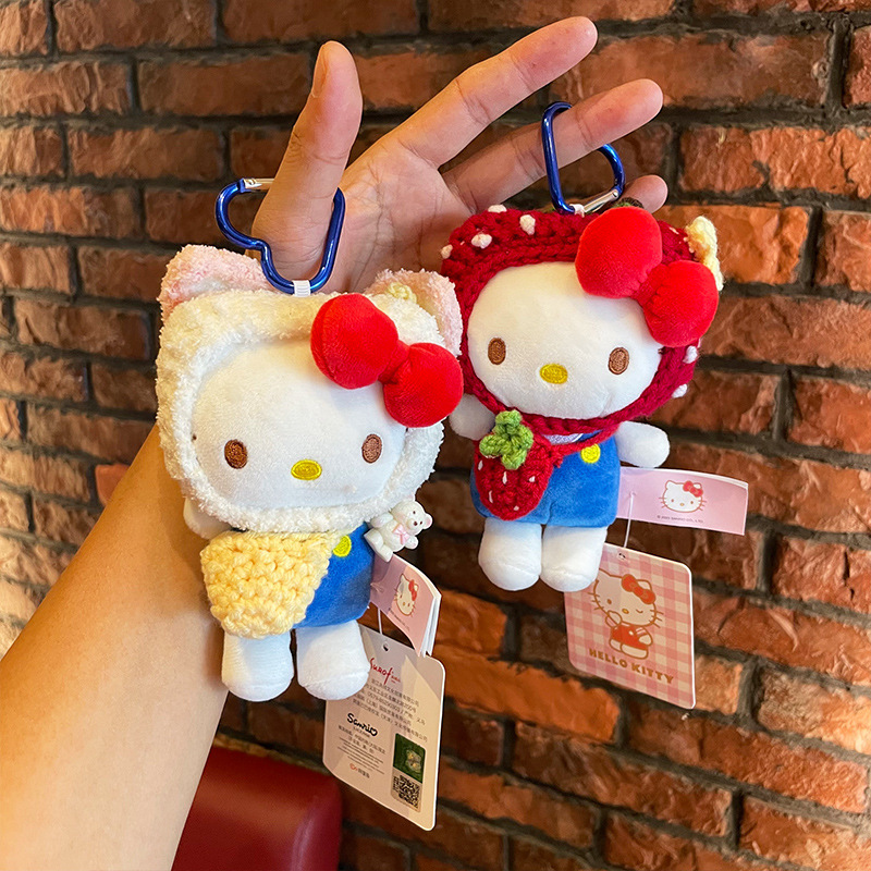 kt Cat doll bag pendant, cute cartoon keychain, plush toy, genuine hellokitty small pendant