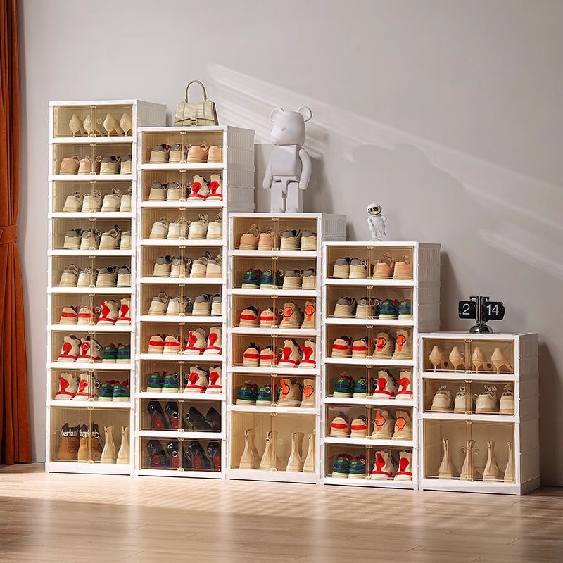 No installation required, multi-functional folding shoe rack, transparent multi-layer widened movable shoe cabinet, home storage shoe box details Picture