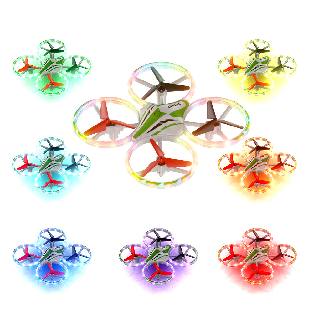 Cross-border LED drone light-emitting UFO sensing multi-rotor aircraft stunt rolling remote control aircraft toys Item Picture