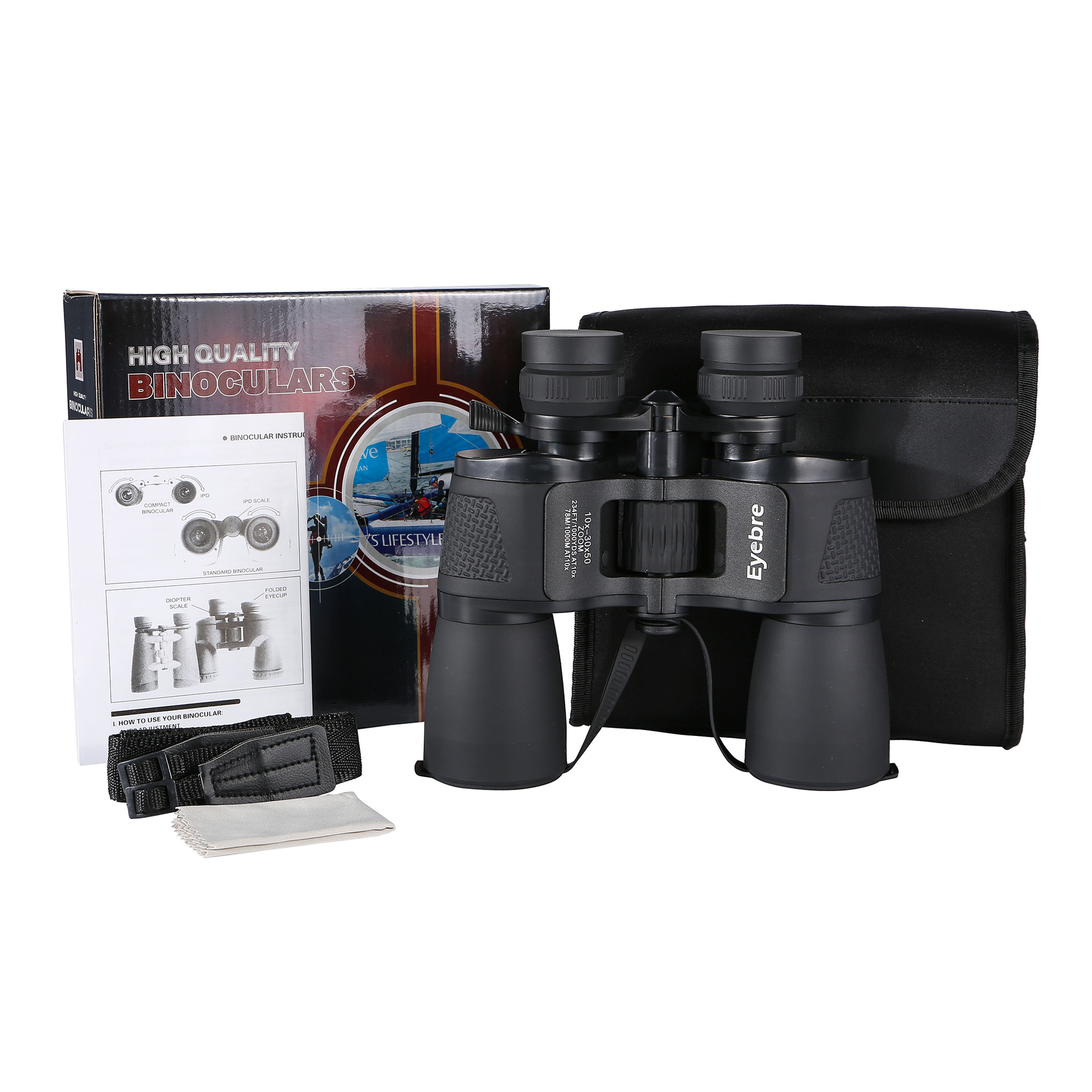 Eyebre28 Zoom 10-30x50 binoculars are high-definition and high-power binoculars specifically designed for adult outdoor use Item Picture