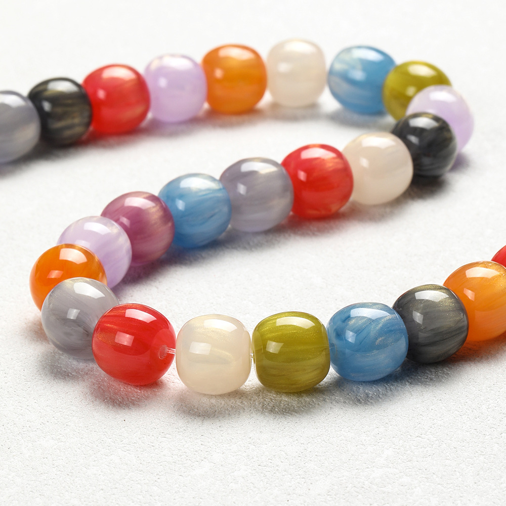 11*12 candy-colored gilded resin bucket beads, DIY loose beads, spacer beads, handcrafted beaded bracelet jewelry, small accessories Specification image