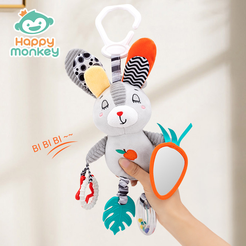 Happy monkey Baby Comfort Toy, infant lathe hanging rattle, bed bell, Newborn Intelligence gift Specification image