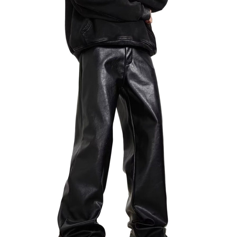 The new 2024 American-style high-end leather pants, casual pants, men's retro straight-leg loose and cool pants, trendy and stylish Application Scenario