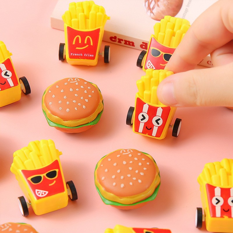 Hamburger fries, Rebound car toys, mini creative rebound food play carts, kindergarten and primary school gifts, wholesale from the manufacturer details Picture