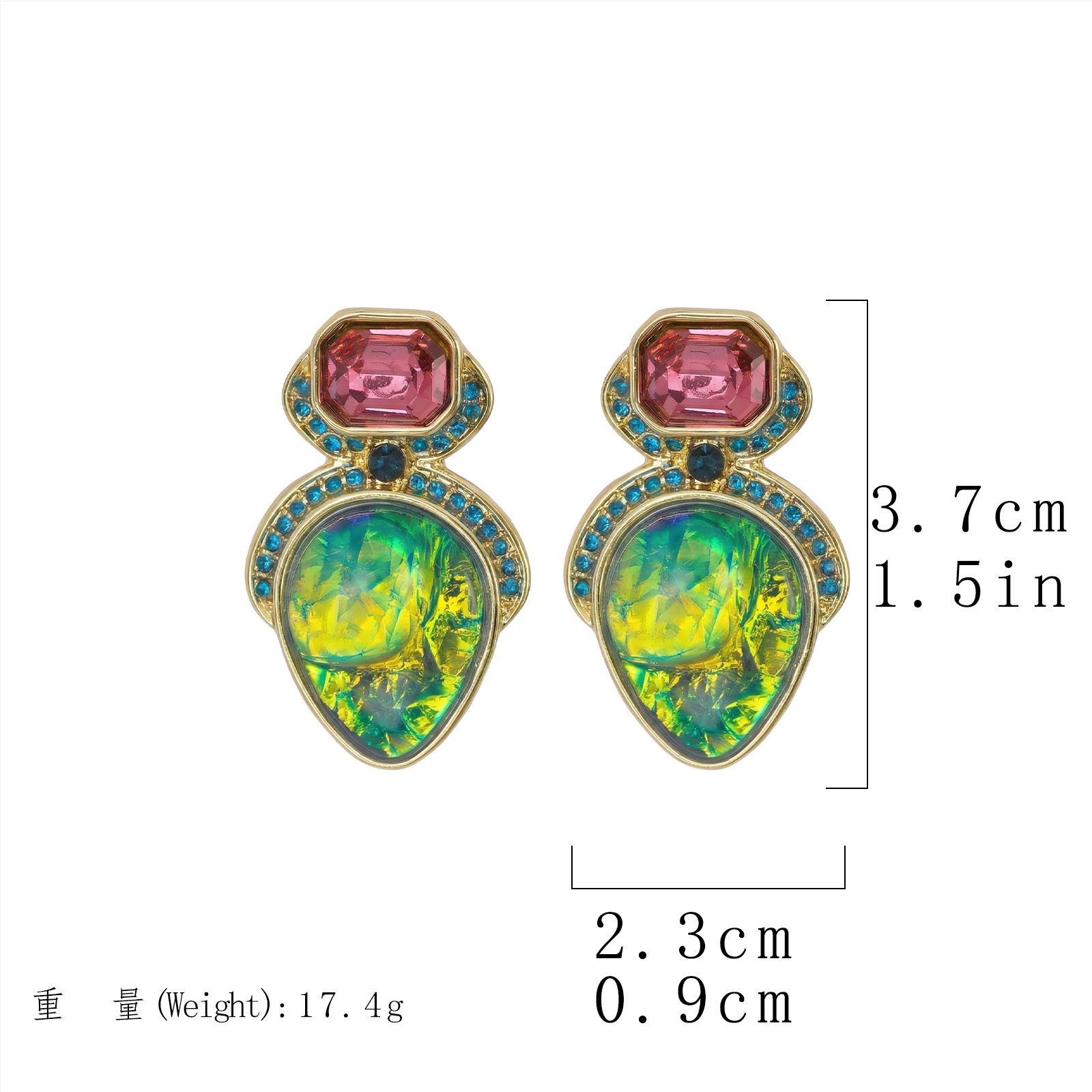青岛中古复古宫廷风幻彩宝石耳环粉钻蓝宝小众设计感树脂高级耳饰 Application Scenario