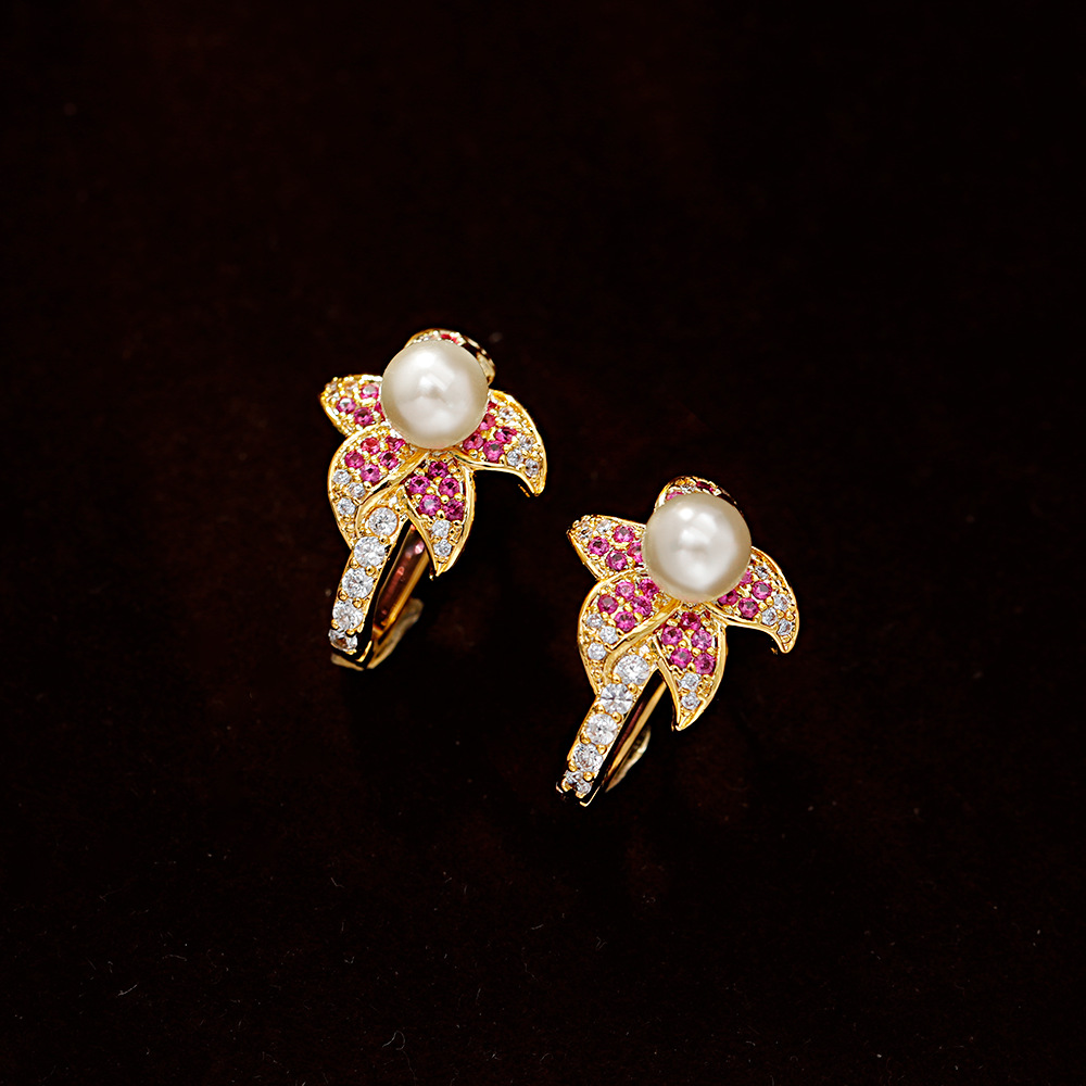 Hyacinth luz extravagancia superflash color brillo zirconia flores hebillas de oído moda mujer tendencia desplazamientos elegancia premium sentido pendientes tik yin boom Specification image