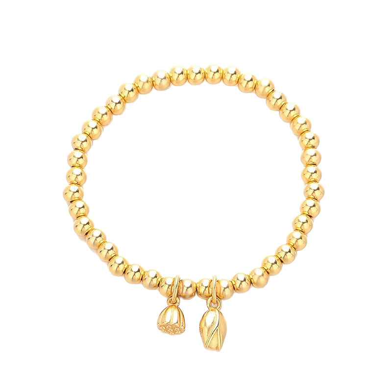 Wholesale sand gold retro style two-life joy ethnic style bracelet, sand gold lotus flower accessory simple and elegant women's bracelet Item Picture