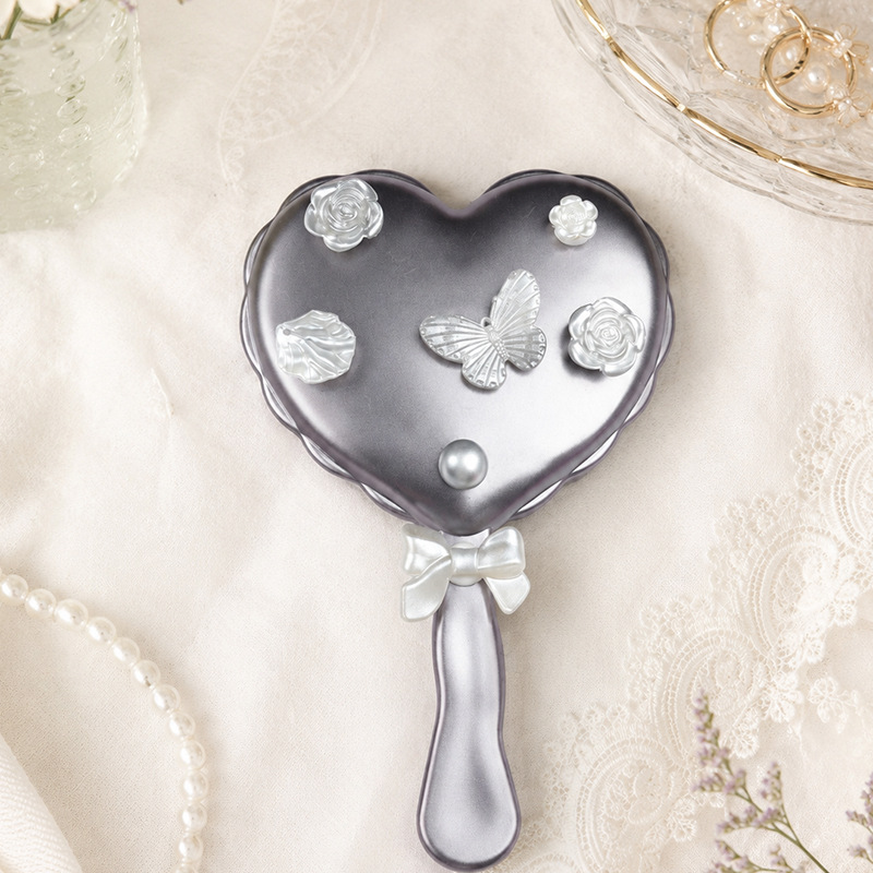 Baihe Colorful DIY Heart-shaped handheld Mirror Portable Makeup Mirror Gift Fashionable and compact beauty tool details Picture