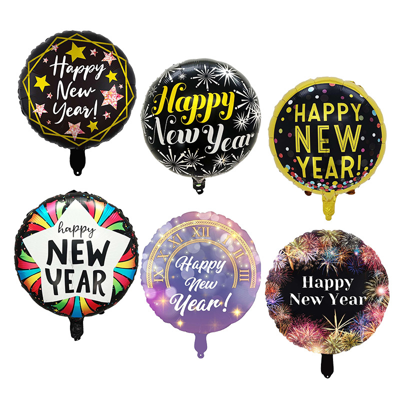 新年快乐铝膜气球新年流星酒瓶气球18寸新年相框气球年会派对装饰产品图