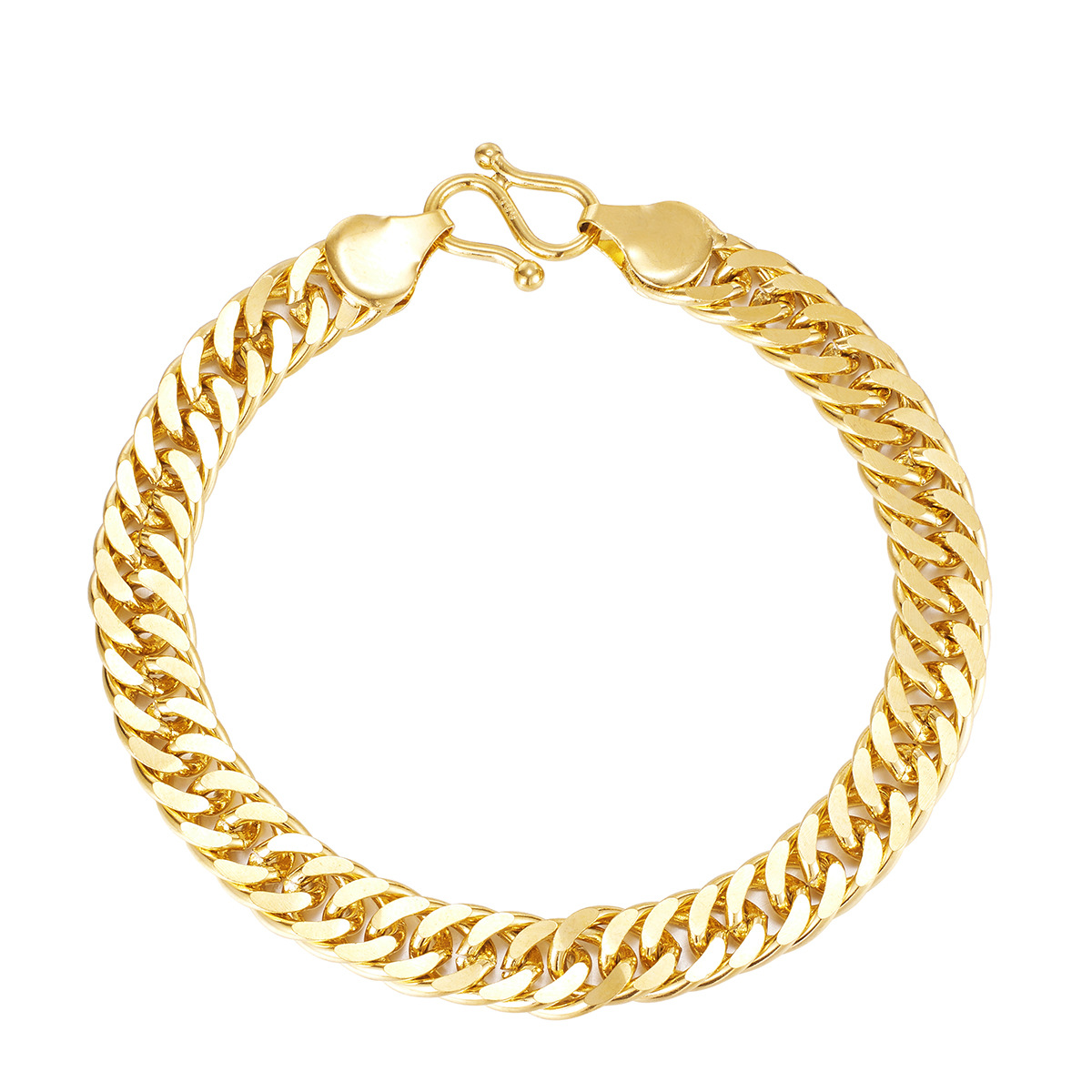 Gold-plated double-clasp 6mm / 8mm Guba bracelets for both men and women, long-lasting color retention, retro sand gold jewelry, a cross-border bestseller Item Picture