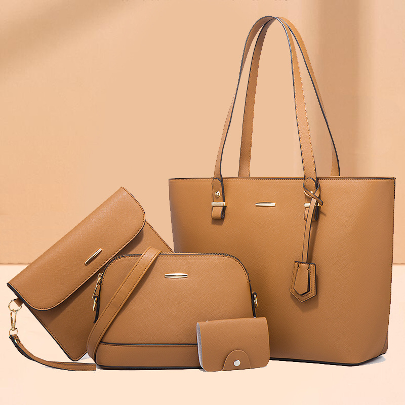 Trendy women's bag, retro single-shoulder handbag, 2026 new style, large capacity, fashionable crossbody four-piece set, mother and child bag