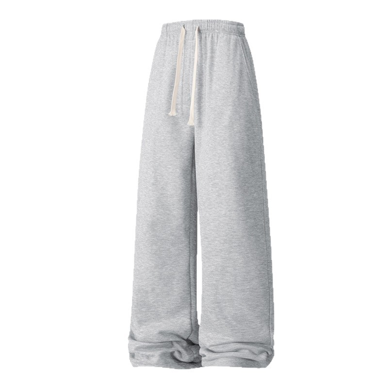 Straight-leg, fleece sweatpants for men, loose, large, thick, warm, sporty and casual trousers in Korean style Item Picture