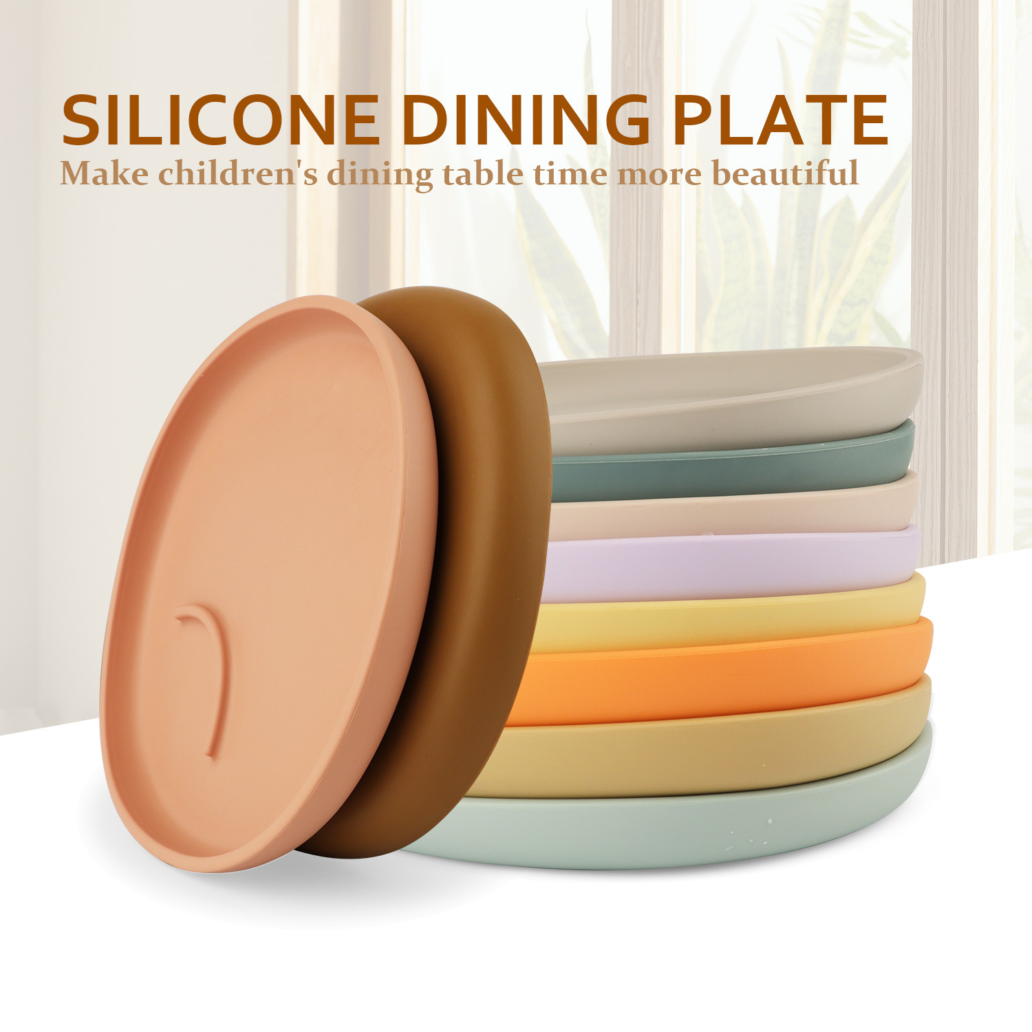 Silicone dinner plates for children, durable, large and easy-to-clean, Amazon cross-border e-commerce bestsellers, baby food tableware in stock full figure