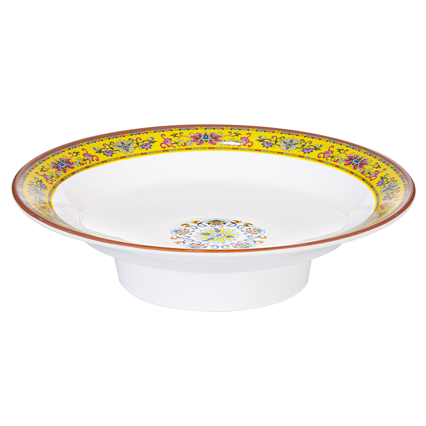 Melamine high foot plates, creative enamel color tableware, ethnic restaurants, hotels, cold dish plates, pastry, snack and fruit plates, commercial use Application Scenario