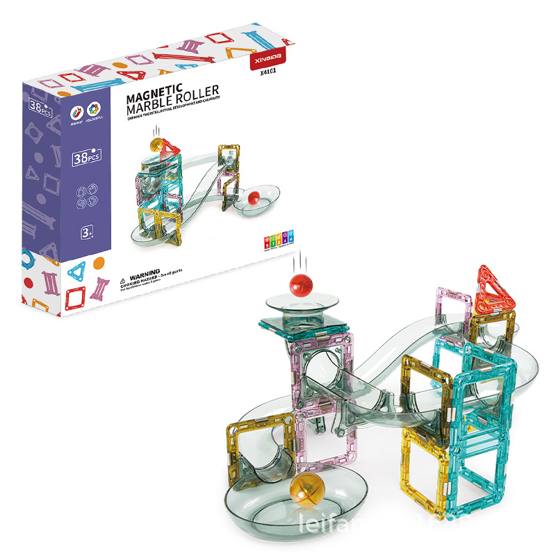 Wholesale of cross-border color window pipe building block assembly magnetic sheets, children's small magnetic bricks, pipe building block assembly toys Item Picture