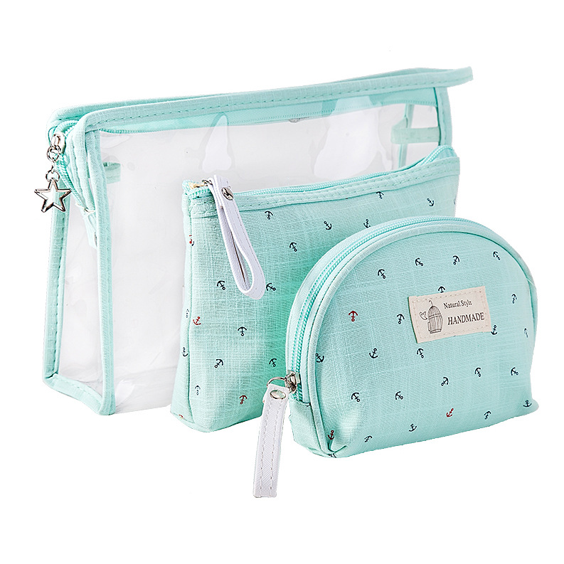 New anchor bag transparent women's makeup bag set, travel waterproof toiletry bag three-piece set, makeup storage bag Specification image