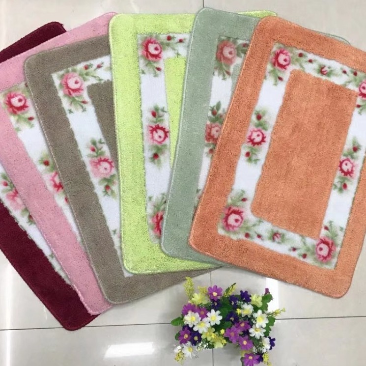 田园玫瑰进门地垫卧室门厅脚垫浴室门垫防滑垫子吸水地毯