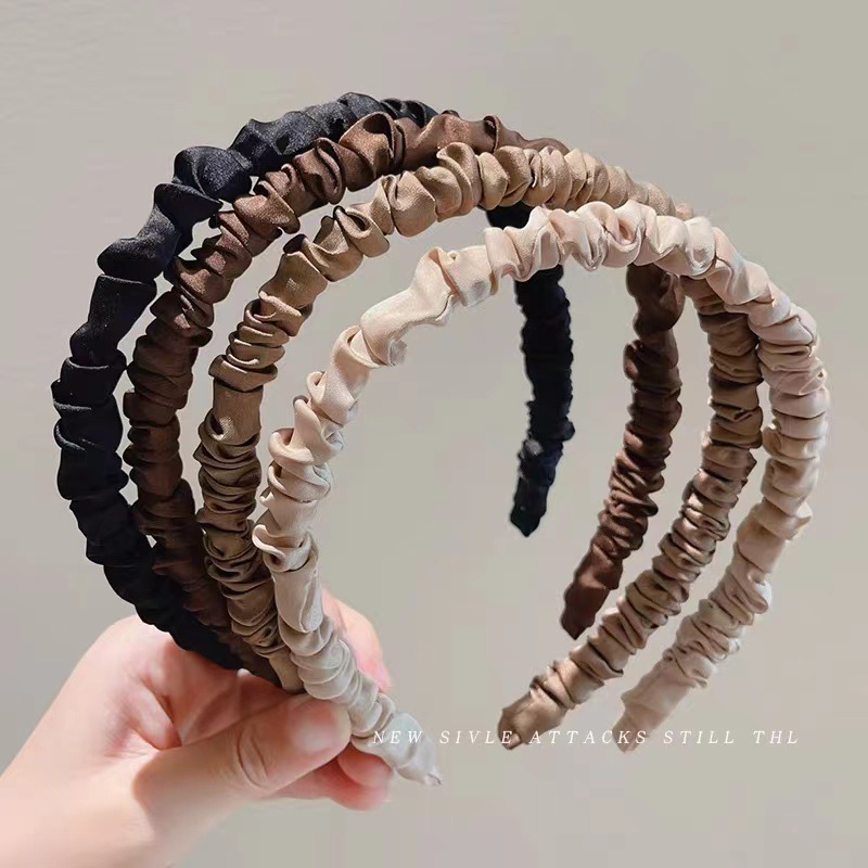 French high-end pleated hairband for women 2023 new style, high-end thin-edged high headband, elegant facial cleansing headwear