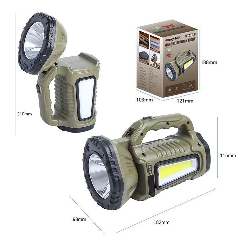 Solar portable lamp, white light long-range lighting lamp, outdoor strong light, fire emergency light, searchlight, type-c charging details Picture