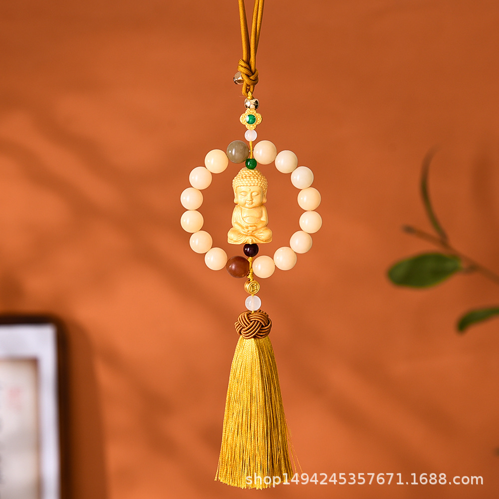 Bodhi Peace Buddha car pendant, car rearview mirror entry and exit peace decoration pendant, high-end car interior hanging decoration Specification image