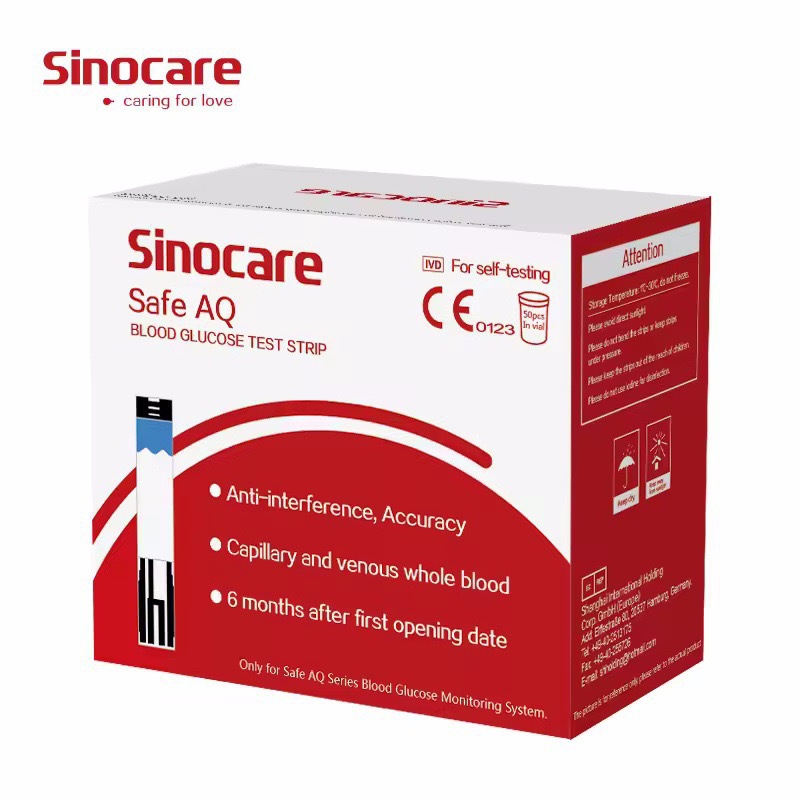 SinocareSafeAQ export version blood glucose meter without code adjustment, precise home blood glucose measurement test strip Specification image