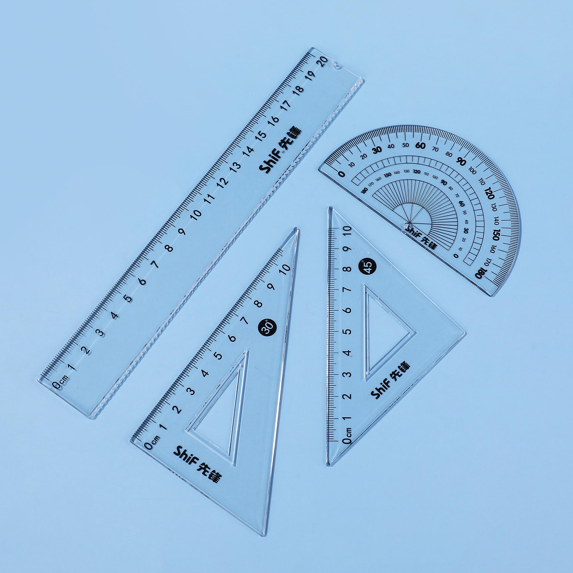 Pioneer 5802 Ruler Set, 20cm ruler set, Cute Student multi-functional set of square, ruler and protractor, Four-piece set Specification image