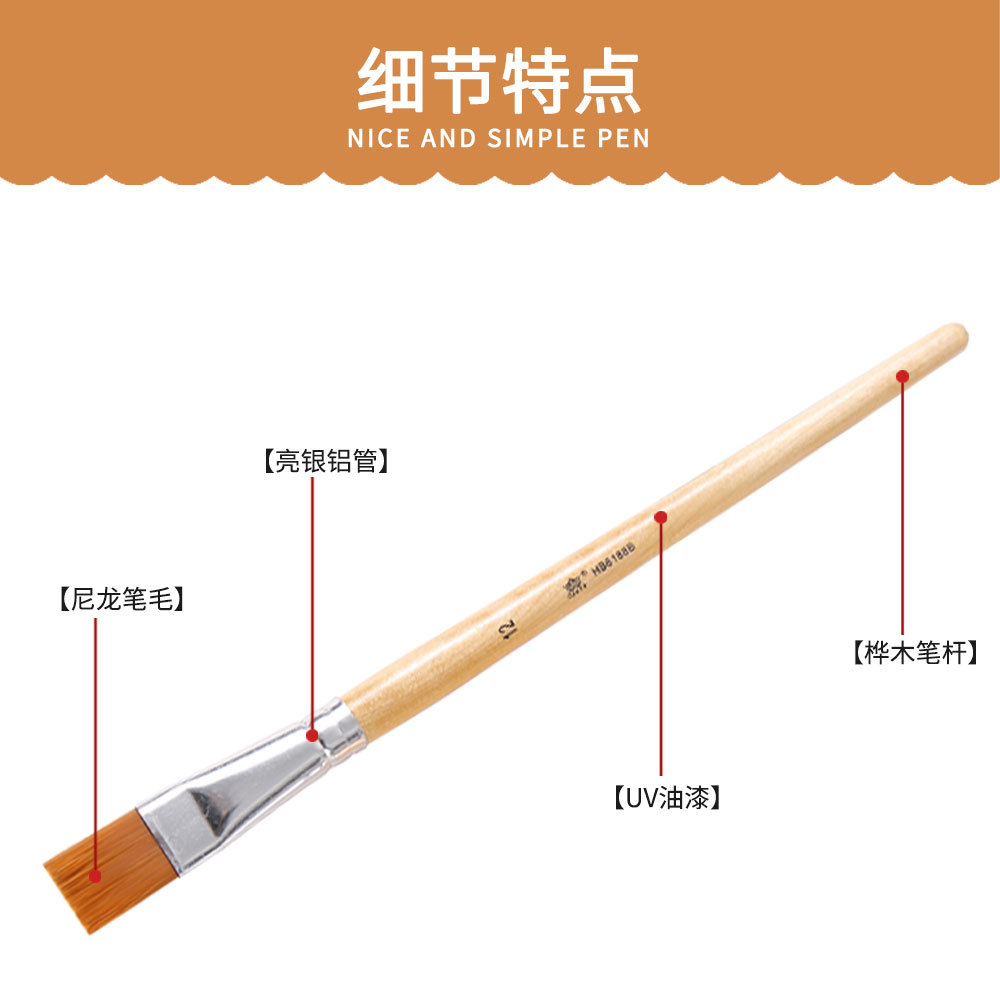 Cross-border 6-piece set: Nylon brush, oil brush, watercolor brush, art painting brush, gypsum ceramic brush, wooden brush details Picture