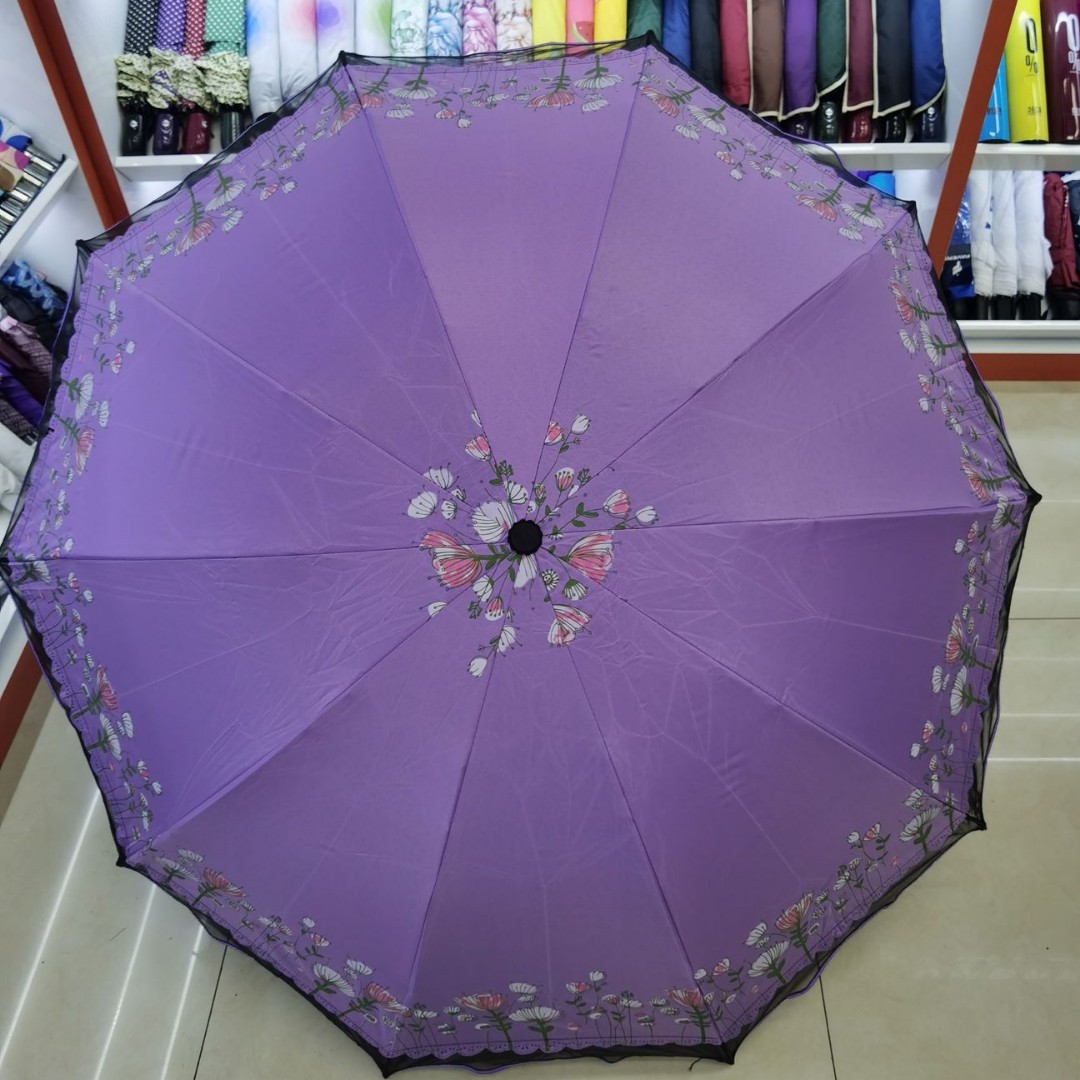 Retro lace-trimmed folding umbrella, all-weather sun umbrella, high appearance level for girls, UV-resistant umbrella Item Picture
