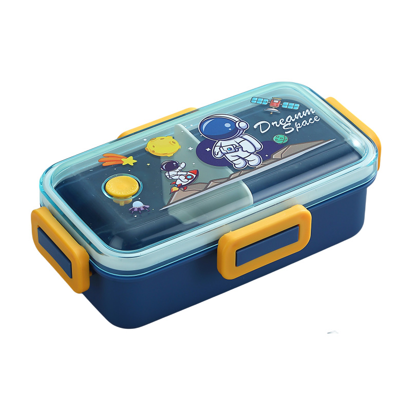 Plastic compartment-sealed lunch boxes, children and students with spoons and forks, office workers' lunch boxes, microwave-safe cross-border preservation boxes Item Picture