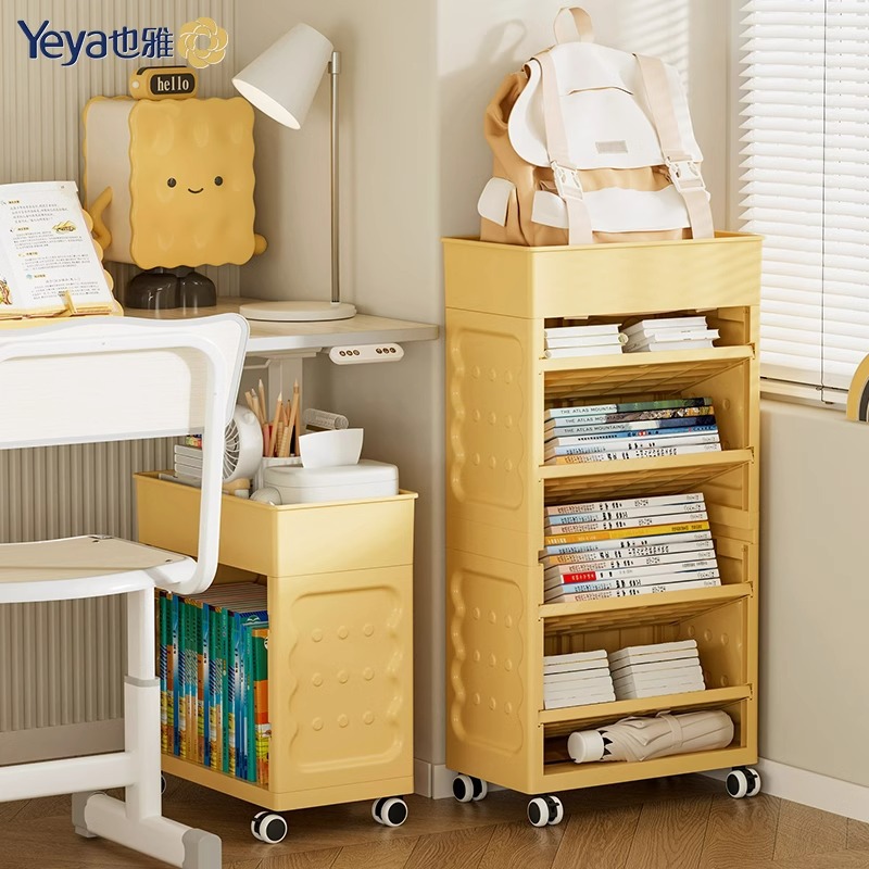 也雅书包置物架学生办公室收纳小推车带轮书架可动学生办公室批发详情图3
